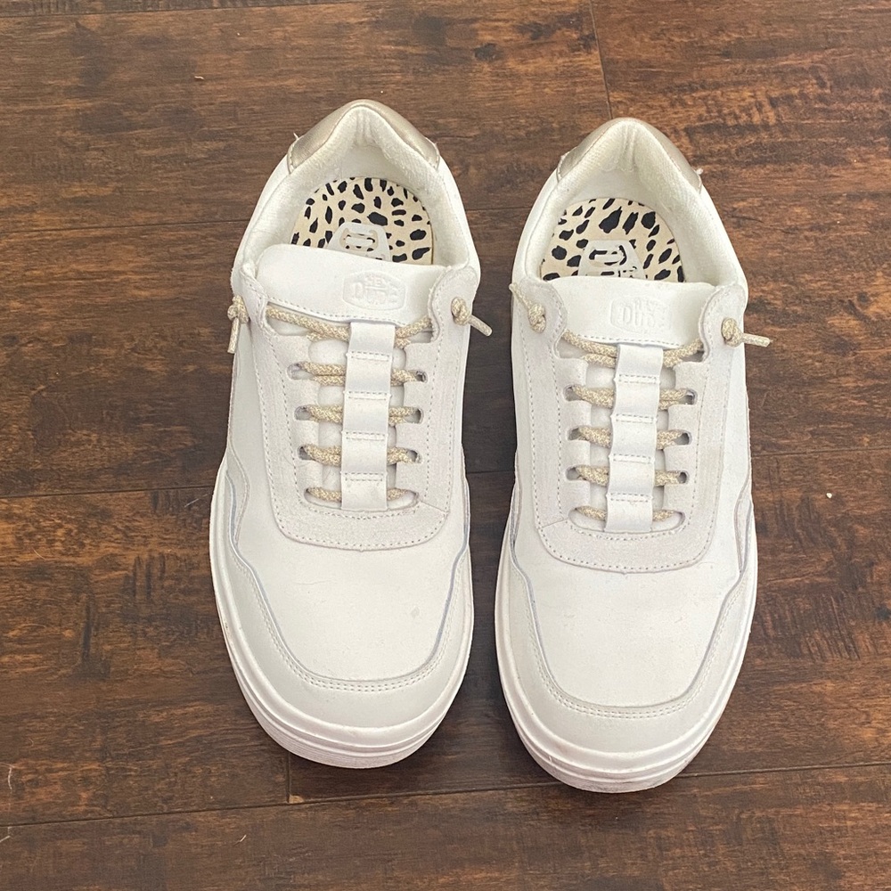 Hey Dude Women's White Hudson Lift Luxe Platform Sneakers